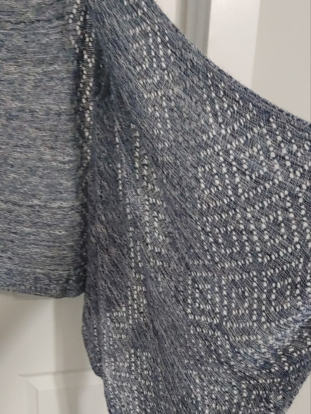 Kim Rogers Women's 3X Blue Marled Drape-Front Knit Vest - Picture 6 of 8